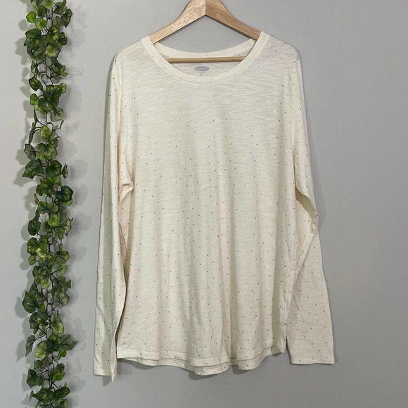 Old Navy Tops - OLD NAVY | LONG SLEEVES TOP SIZE XXL CREAM COOPER  COTTON POLKA DOTS